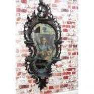 Marco de espejo tallado de madera de nogal, estilo Luis XV, siglo XIX