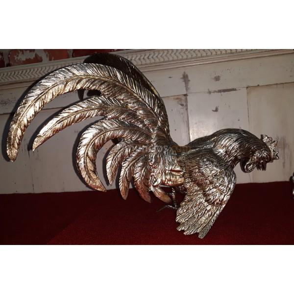 PAREJA DE GALLOS DE METAL MEDIADOS SIGLO XX