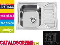 Fregadero dos cubetas + escurridor OKIO LINE 65 Flat 65 x 50 Tegler.