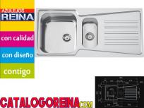 Fregadero dos cubetas+escurridor EVOLUTION 100B 99 x 49 Tegler.