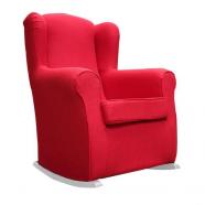 Sillón balancín Rebeca rojo con patas blancas