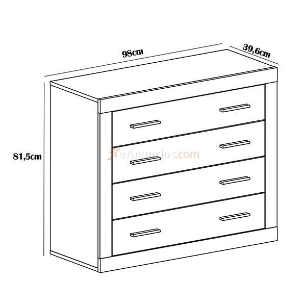 Cómoda Lara 4 cajones cambria  blanco