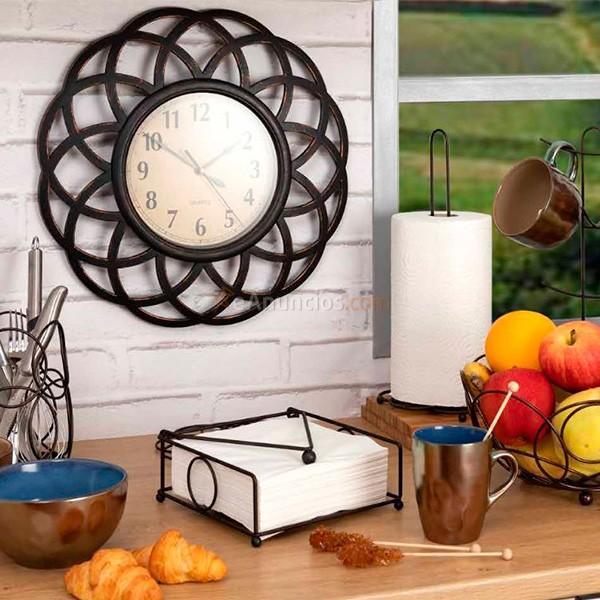 Reloj de pared Quid Deko flor plástico 40 cm bronce