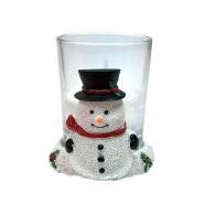 Vaso con vela muñeco de nieve 6 cm