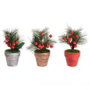 Maceta de cerámica con planta muérdago artificial 15 cm