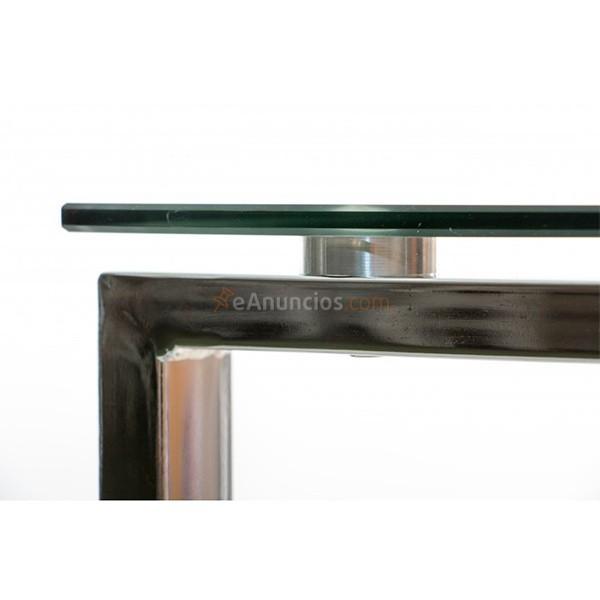 Escritorio Sidney cromo con cristal transparente 100 x 50 cm