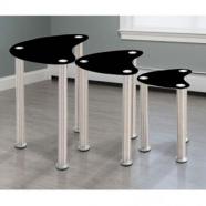 Conjunto 3 mesas nido Ryton cristal negro