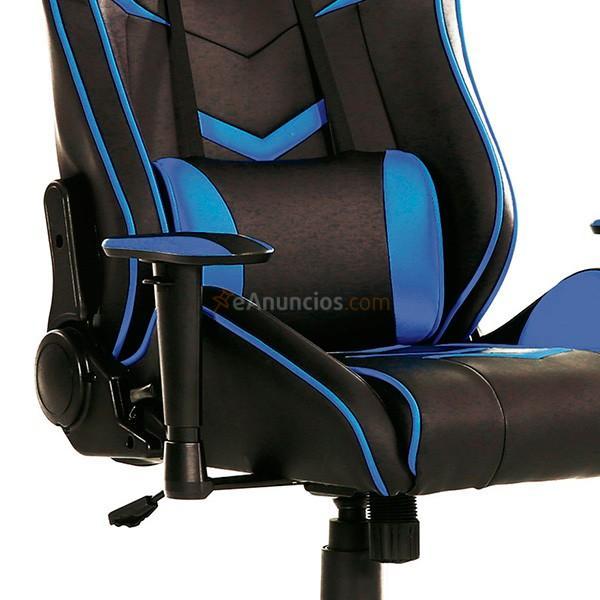 Sillón reclinable giratorio Gamer polipiel azul
