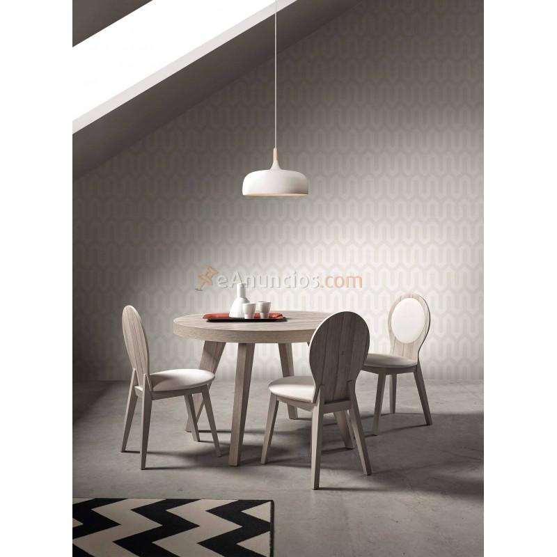 Mesa de comedor de estilo nórdico acabado roble redonda y extensible