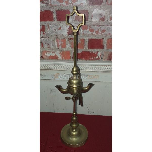 Quinqué de bronce 4 puntos de luz siglo xix