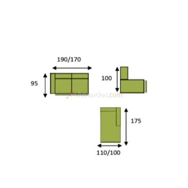 Sofá chaise longue River reclinable Bronx VF derecho piedra