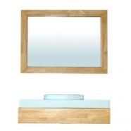 Conjunto de baño suspendido Smart con espejo y lavabo haya