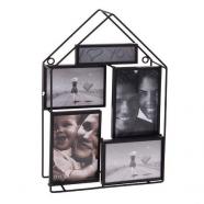 Portafotos casa 5 marcos metal negro