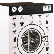 Cesta de tela para ropa sucia lavadora plegable blanco  negro