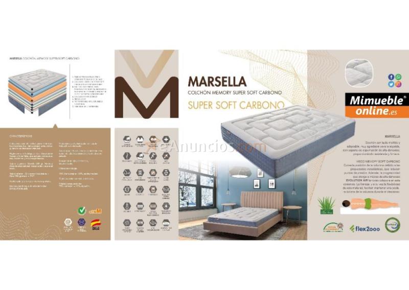 Colchón MARSELLA  135 x 190 cm. viscoelástica