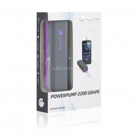 NGS - PowerPump 2200 Grape Ión de litio 2200mAh Gris, Violeta batería externa