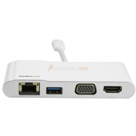 StarTech.com - Adaptador Multipuertos USB-C para Ordenadores Portátiles - HDMI o VGA 4K - USB 3.0 - Blanco y Platea