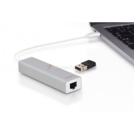Digitus - DA-70255 hub de interfaz USB 3.0 (3.1 Gen 1) Type-C 1000 Mbits Gris, Blanco