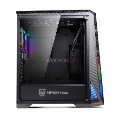 Nfortec - Torre Gaming RGB Hyperion con Panel Lateral de Cristal Templado y Ventilador RGB de 120mm Incluido - Colo
