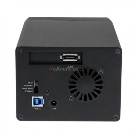 StarTech.com - Caja Disco Duro Externo 2 Bahías de 3,5 SATA III USB 3.0 UASP RAID JBOD eSATA con Ventilador - Negr