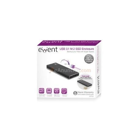 Ewent - EW7023 caja para disco duro externo Caja externa para unidad de estado sólido (SSD) Negro