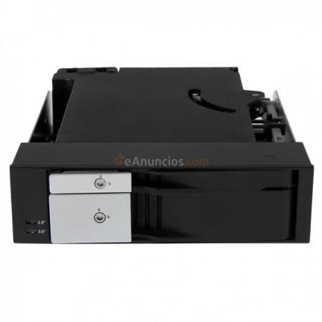 StarTech.com - Rack Móvil Backplane de 2 Discos Duros HDD SATA SAS de 3,5 o 2,5 sin Bandeja para 2 Bahías de 5,25