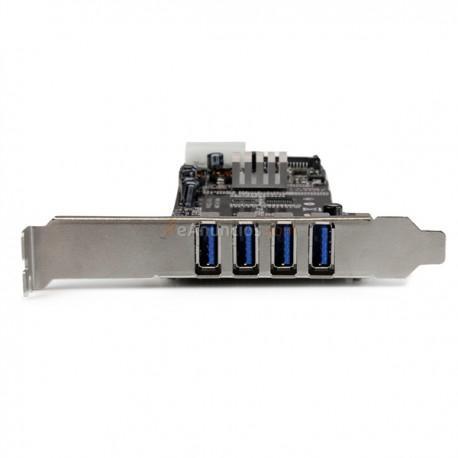 StarTech.com - Adaptador Tarjeta PCI Express PCI-E 4 Puertos USB 3.0 UASP Bus Doble con Alimentación Molex SATA