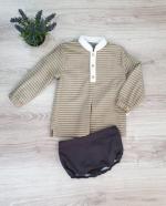 Conjunto niño gato mon petit bombacho + blusa rayas r230247