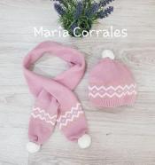 A conjunto gorro más bufanda niña punto dr. Kid cenefa r130260 rosa