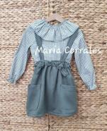 A conjunto niña falda peto antelina verde + blusa coleccion agua eve chlildren 3313 cna r250115