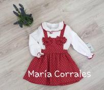 A conjunto niña yoedu 2226 falda peto + blusa corazones r250117
