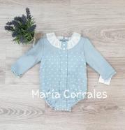 A pelele cuerpo punto marta y paula 1900 cigüieña r210189 celeste empolvado