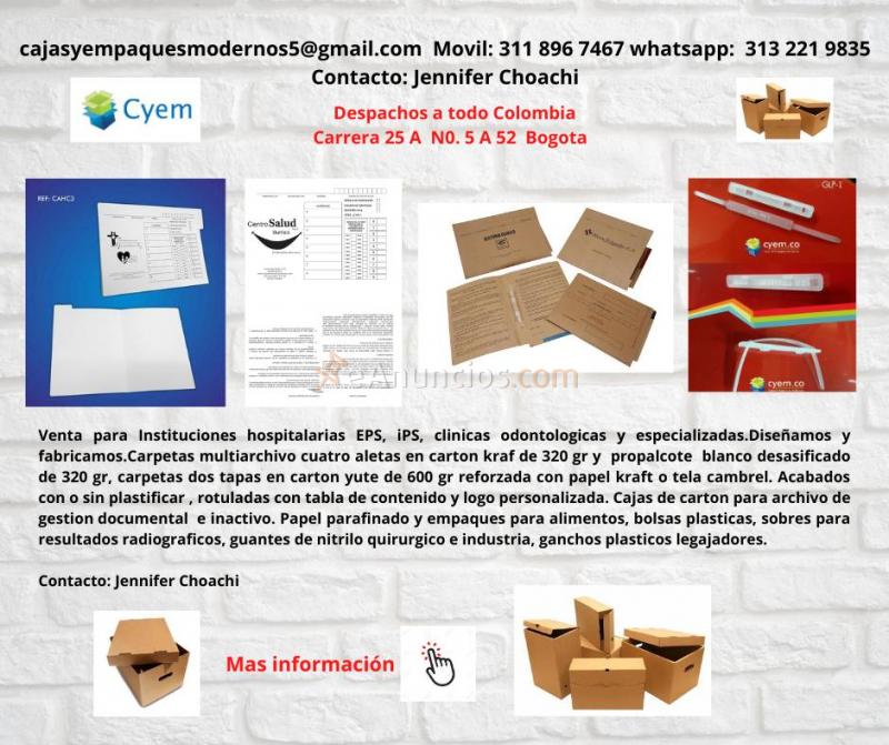 Carpetas para archivo de historia clínica en propalcote