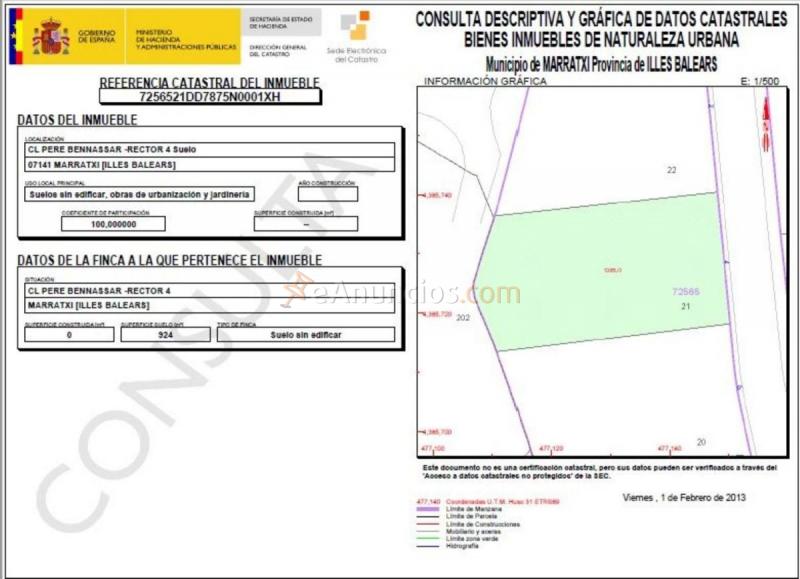 Parcela Rustica en venta en Calle Pere Bennssar, Sa Cabaneta, Marratxi