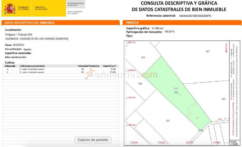 Finca rustica de secano 23.265 m2